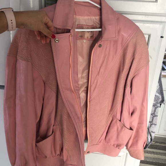 Pink Genuine Leather Jacket - Picture 3 of 7